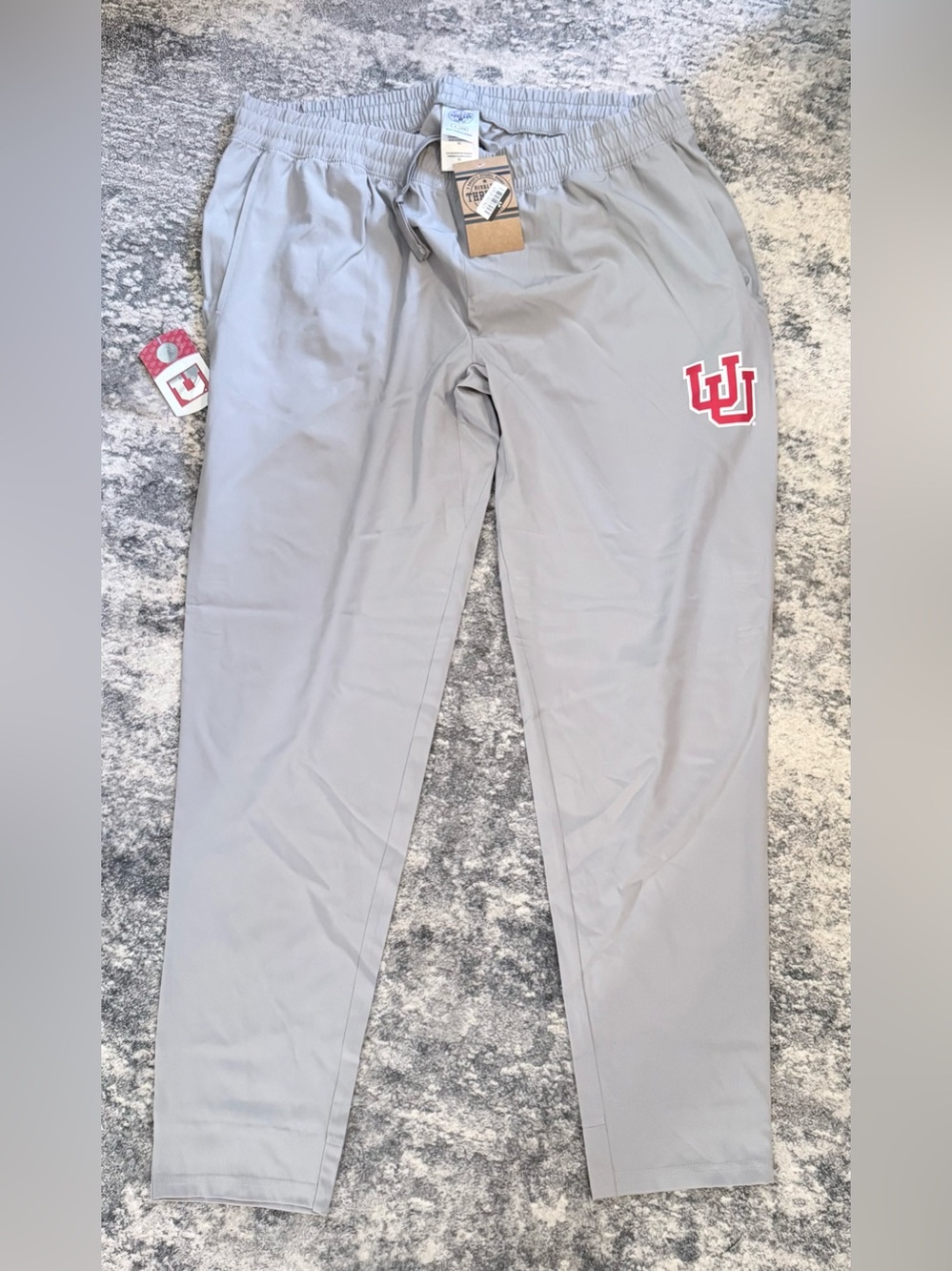 Rivalry Threads Gray Joggers with Red IU Logo
